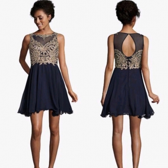 Blue and Gold dress - Picture 2 of 2